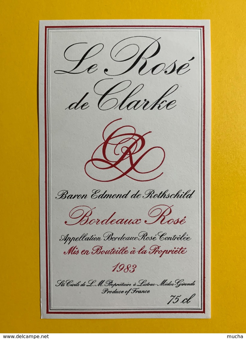 9705 - Le Rosé De Clarke 1983Baron Edmond De Rothschild - Bordeaux