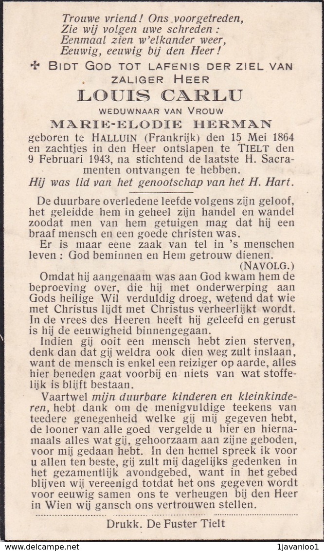 Halluin, Tielt, 1943, Louis Carlu, Herman - Imágenes Religiosas