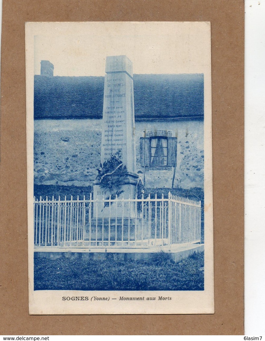 CPA - SOGNES (89) - Aspect Du Monument Aux Morts En 1936 - Other & Unclassified