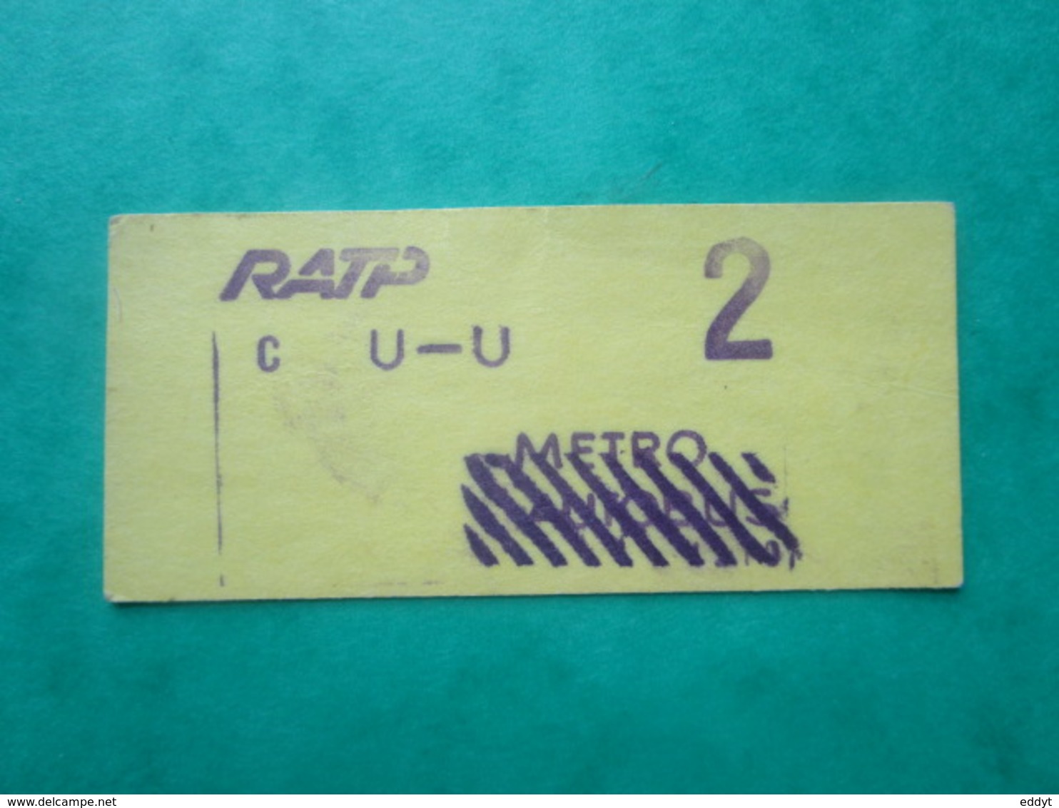 TICKET  Métro  Autobus RATP  PARIS " U U "  - 2° Classe - Couleur Jaune- 2000 - TBE - Monde