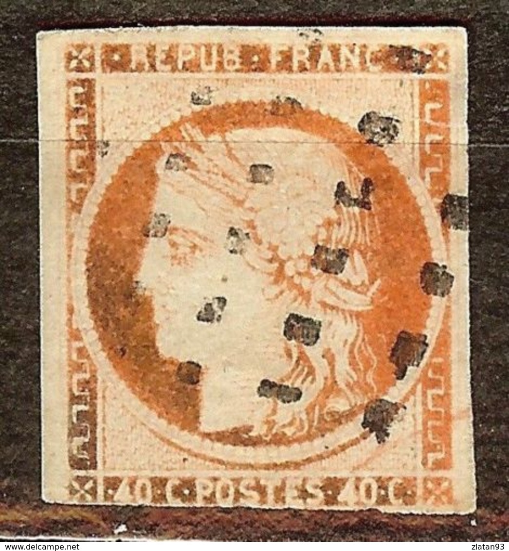 CERES N°5 40c Orange Oxydé Oblitéré GROS POINTS - 1849-1850 Cérès