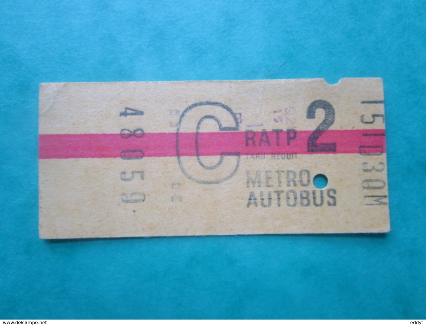 TICKET Métro Autobus RATP PARIS - " C " - 2° Classe - Tarif Réduit - 1973 - TBE - Monde