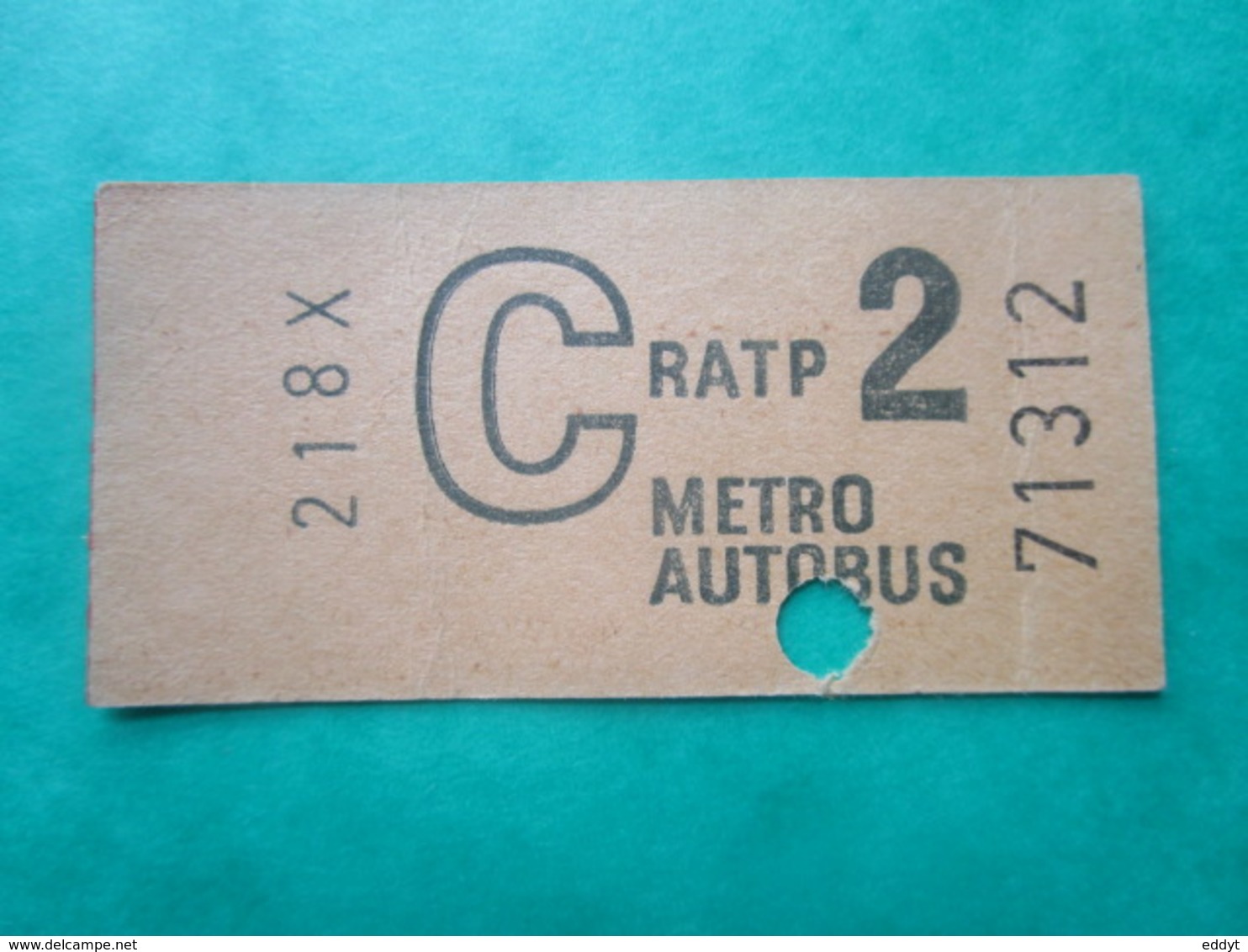 TICKET Métro Autobus RATP PARIS - " C " - 2° Classe  - 1973 - TBE - Monde