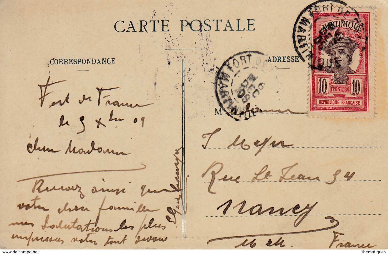 Thematiques France Martinique Lieu De Naissance De L'impératrice Joséphine L'habitation En 1900 Timbre Cachet 1909 - Sonstige & Ohne Zuordnung