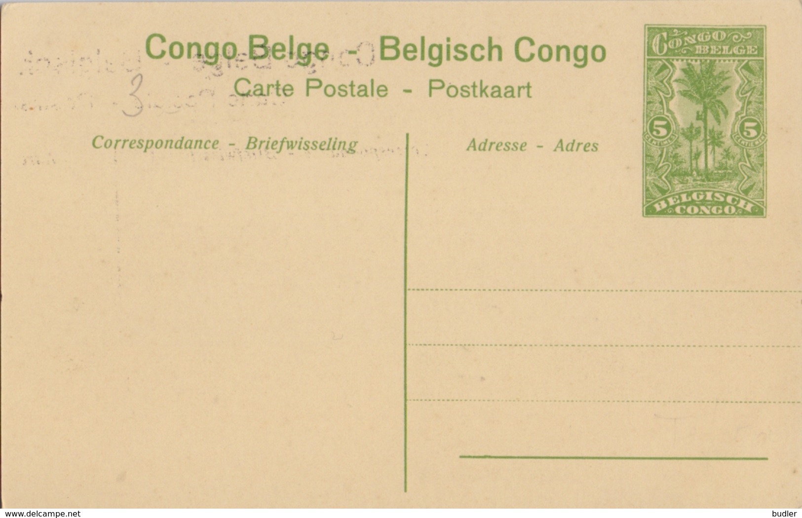 BELG. CONGO :1912: PWS/E.P./P.St.-ILLUSTR.** Nr.20 – 5 C. :  TRANSPORT,BEARER,CLOTHES,HEAD-GEAR,SUN-HELMET, - Interi Postali