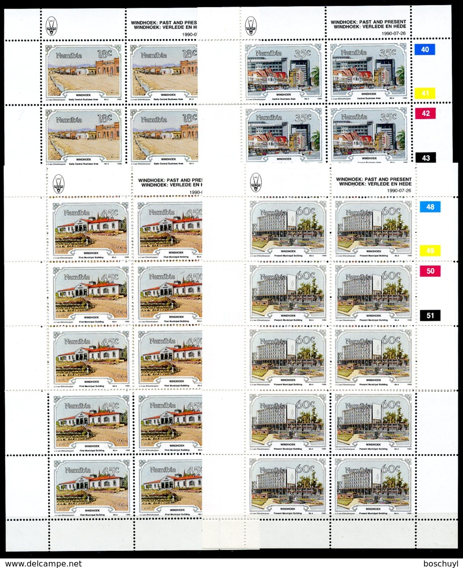 Namibia, 1990, Windhoek Building And Architecture, MNH Sheets, Michel 675-678 - Namibie (1990- ...)