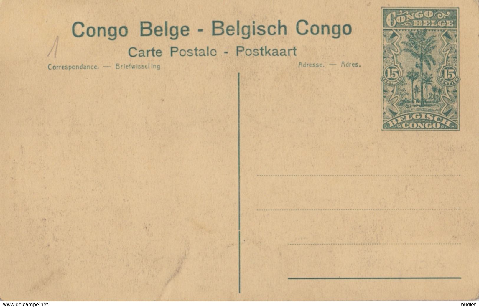 BELG. CONGO :1922: PWS/E.P./P.St.-ILLUSTR.** Nr.89 – 15 C. : PALMIERS,PALM-TREES,CLOTHES, - Postwaardestukken