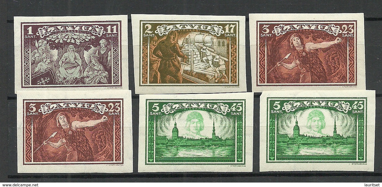 LETTLAND Latvia 1932 = 6 Stamps From Set Michel 193 - 197 B MNH - Lettonie