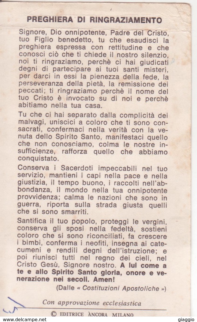 °°° Santino N. 171 Preghiera Di Ringraziamento °°° - Religione & Esoterismo