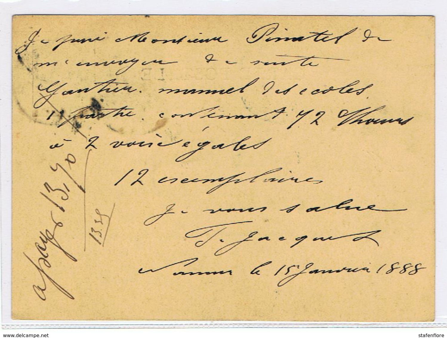 Briefkaart Van Maison  J.P. Jacoubi, Musique Instrumenten Naar Maison Gauthier In Parijs Voor Muziekpartituren - Autres & Non Classés