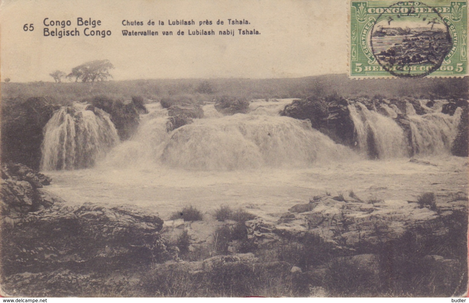 BELG. CONGO :1912: PWS/E.P./P.St.-ILLUSTR.° Nr.65 – 10 C. : WATERFALL,GEOLOGY,ROCS, - Postwaardestukken