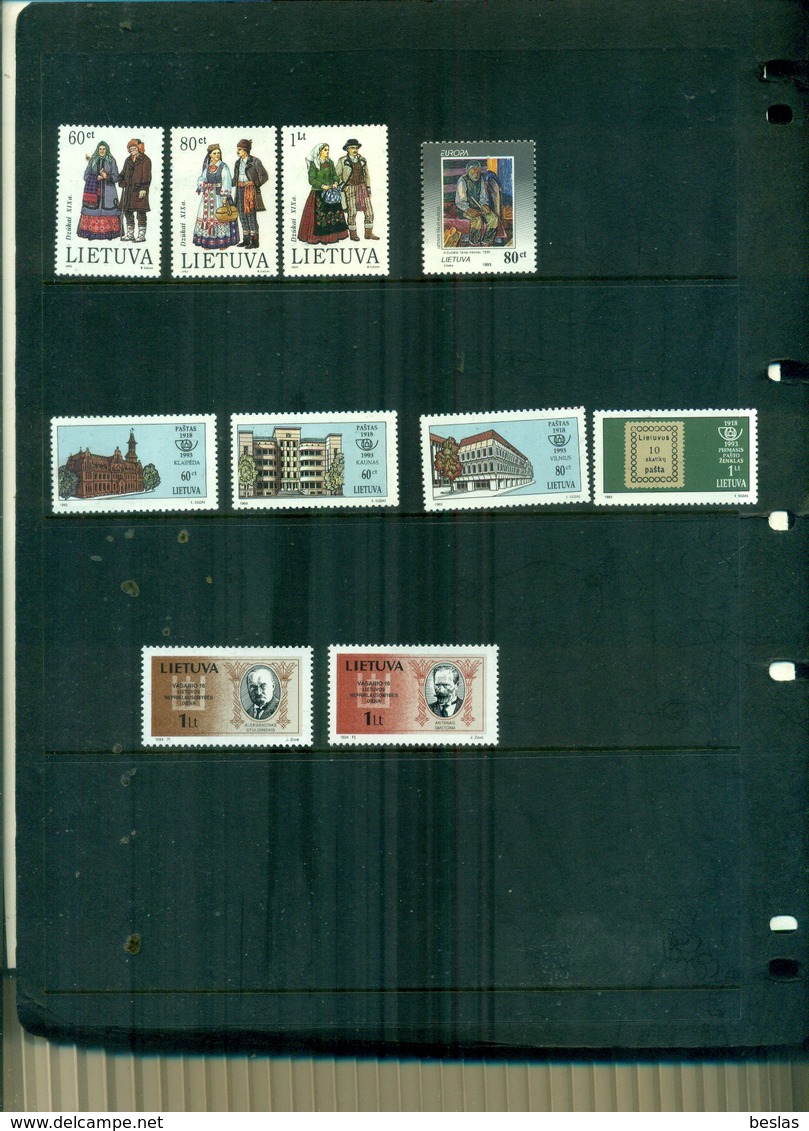 LITUANIE 75 POSTE -COSTUMES II-EUROPA 93-JOURNEE INDEPENDANCE 94 10 VAL NEUFS A PARTIR DE 0.75 EUROS - Lituanie