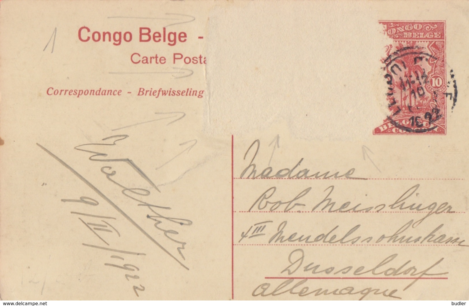 BELG. CONGO :1912: PWS/E.P./P.St.-ILLUSTR.° Nr.71 – 10 C. : RIVER,TREE,ARBRE,BOOM, - Postwaardestukken