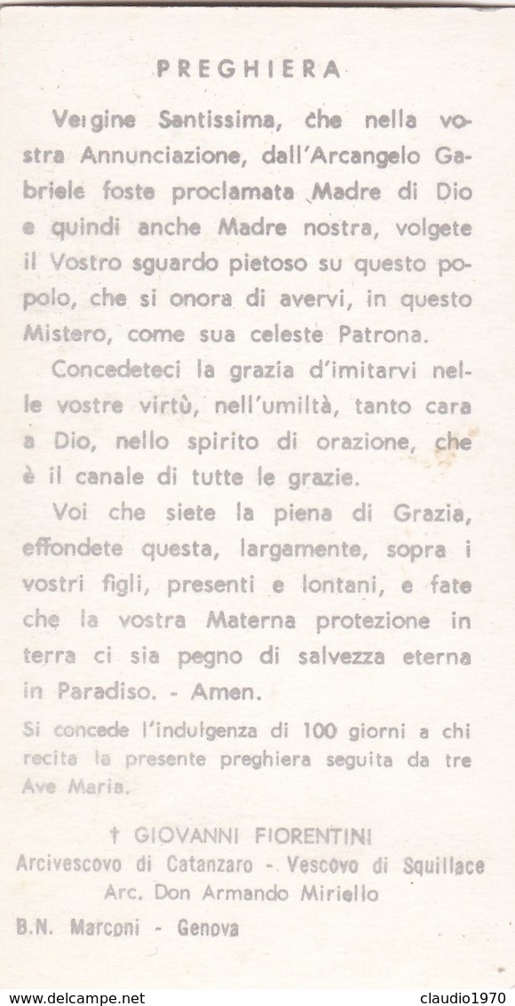 SANTINO - VERA IMMAGINE DELLA SS. ANNUNZIATA - CHE SI VENERA IN ISCA SUPERIORE - Santini