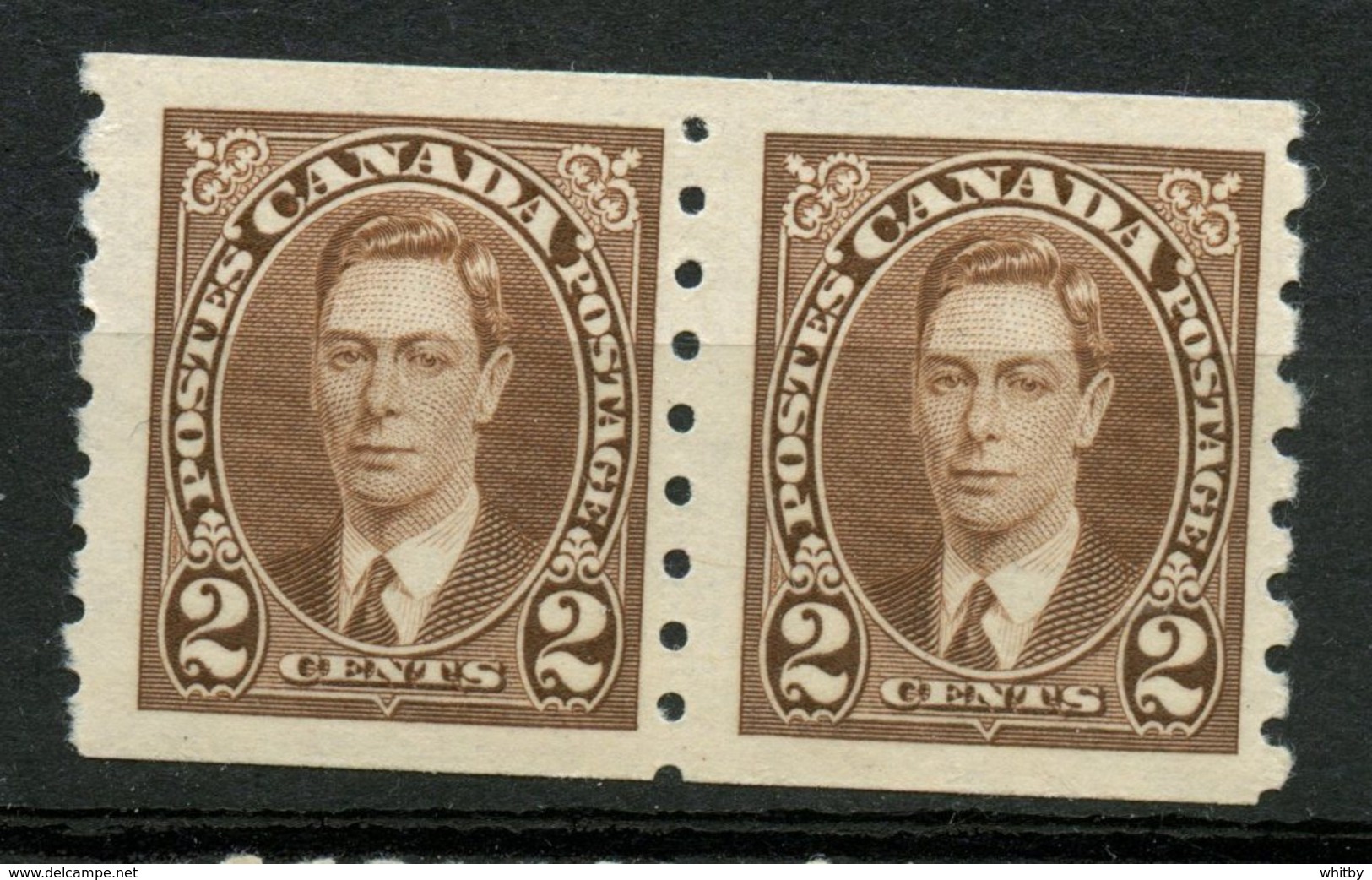 Canada 1937 2 Cent King George VI Mufti Issue #239 Coil Pair  MNH - Otros & Sin Clasificación