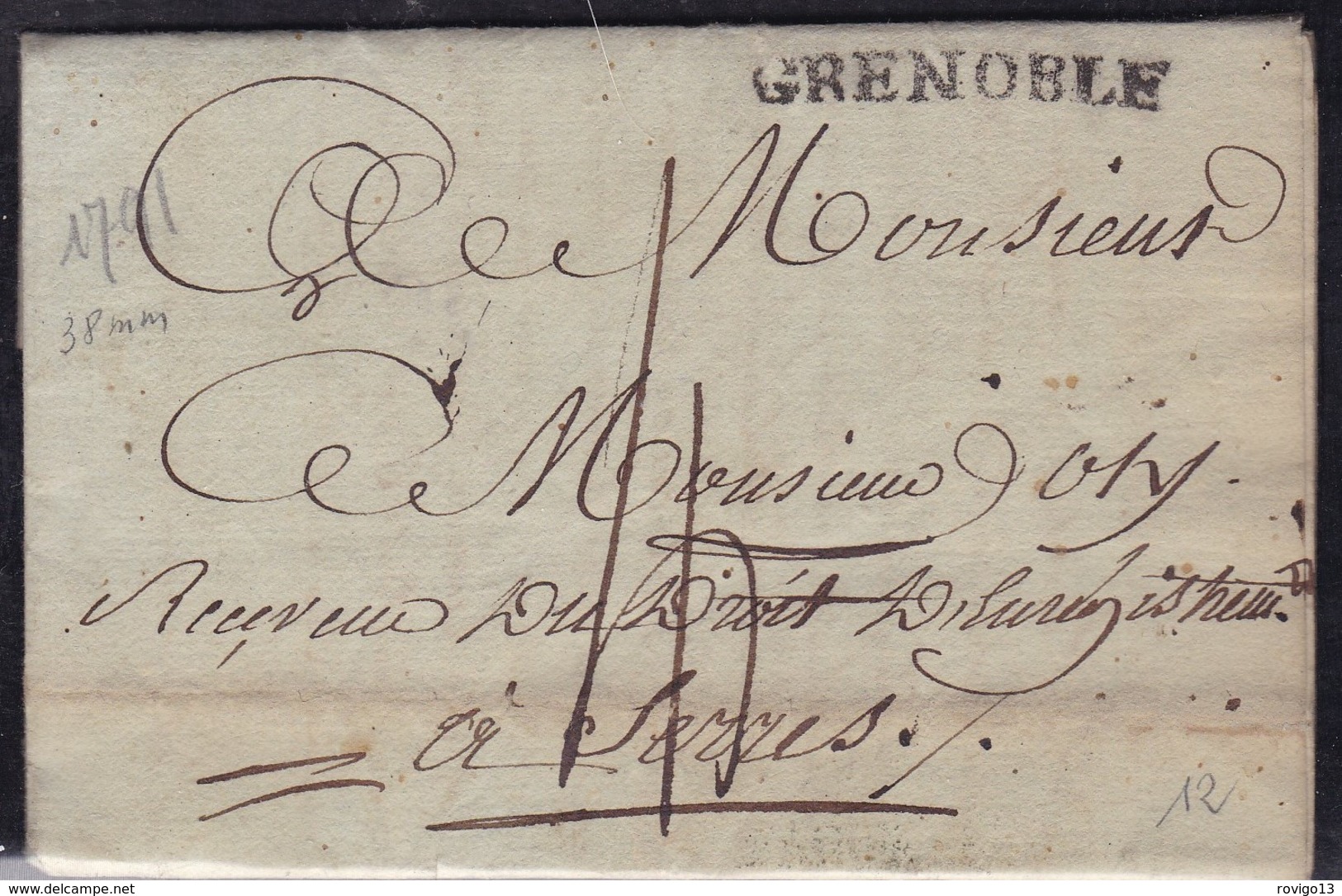 France, Isere - Grenoble (38 Mm) Sur LAC De 1791 , Lenain N 10 - Indice 8 - 1701-1800: Précurseurs XVIII