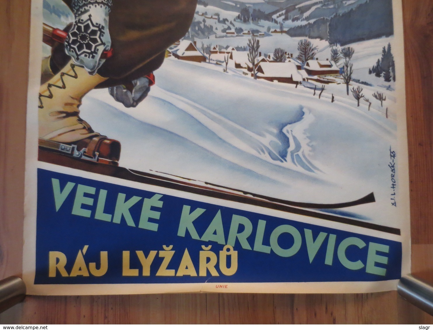 Velke Karlovice - Czechoslovakia - Big Vintage Ski Poster  - Lithography - Very Nice - 1946 - Affiches