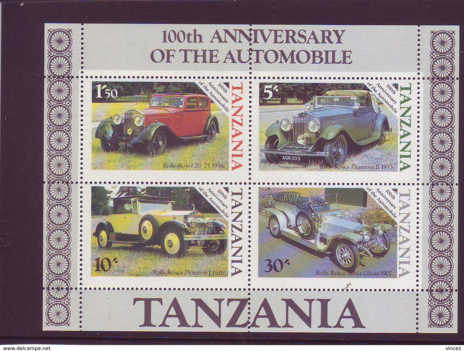 Tanzania 1985 - Auto D'epoca, BF MNH** Integro - Cars