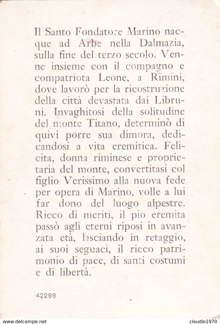 SANTINO - SAN MARINO DIACONO - FONDATORE E PROTETTORE DELLA REPUBBLICA - Santini