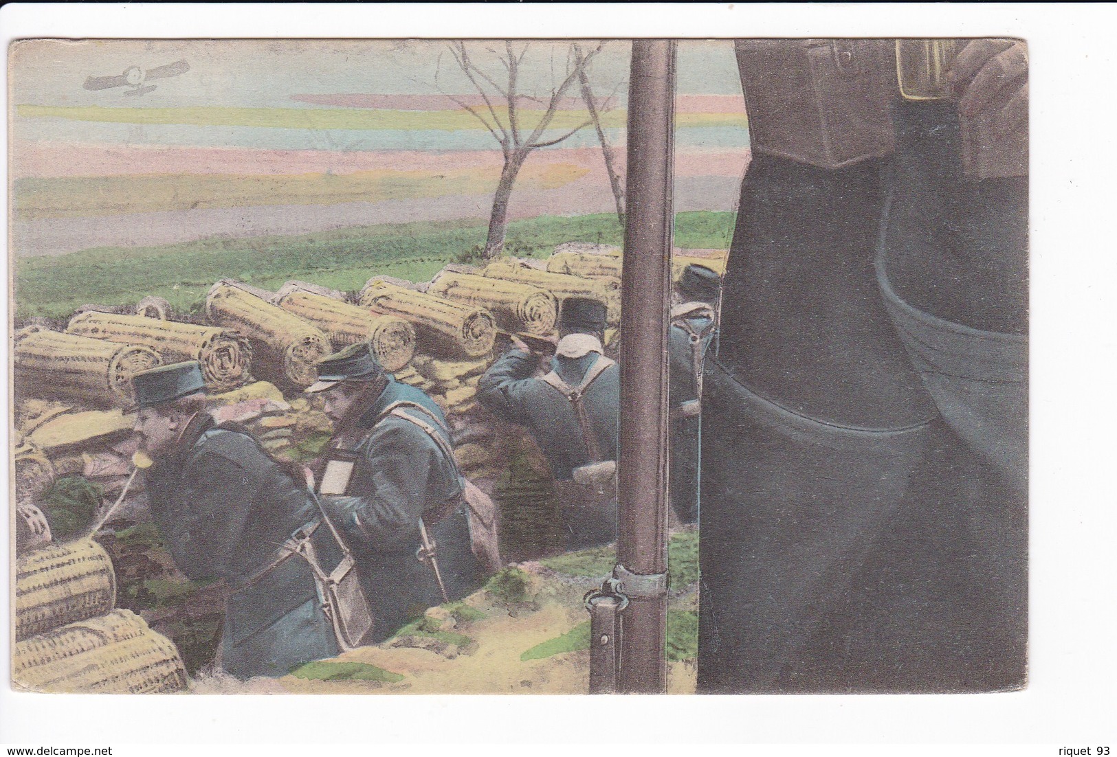 (SOLDATS DANS UNE TRANCHEE) Beau Plan Colorisé - War 1914-18