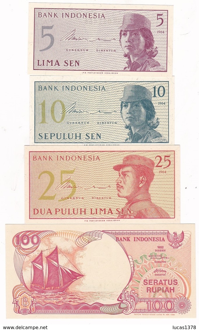 INDONESIE 4 BILLETS 5/10/25 ET 100 - Indonésie