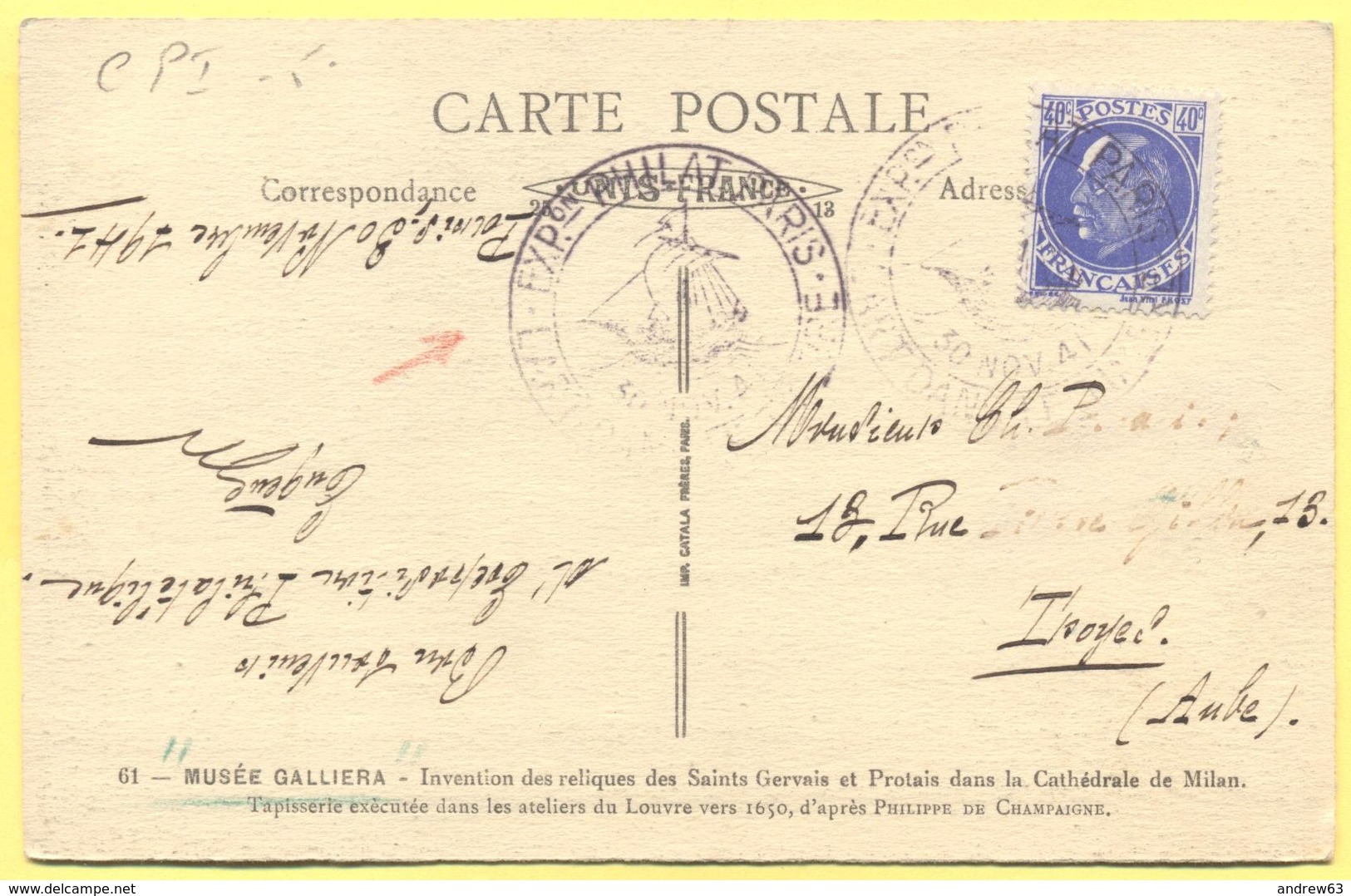 FRANCIA - France - 1941 - 40c Pétain + Special Cancel, Oblitération "L 'art Dans Le Timbre Exposition Philatélique" - Te - Esposizioni