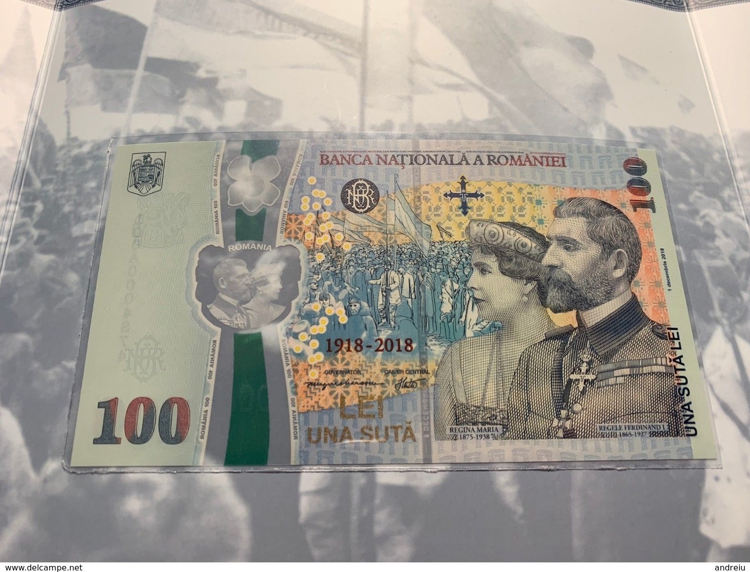 2018 Romania Roumanie Rumanien 100 Lei New Commemorative Polymer Banknote -100 Years Great Union-Folder - Roumanie