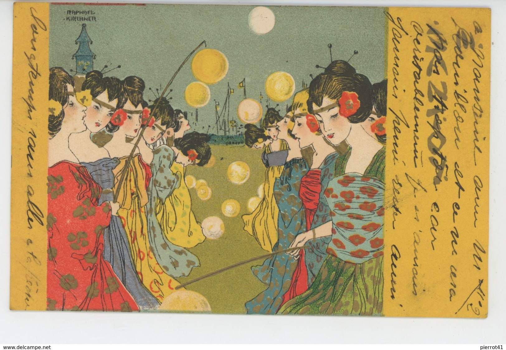 FEMMES - Jolie Carte Fantaisie Femmes Japonaises Avec Lampions - Série SANTOY - Illustrateur RAPHAEL KIRCHNER - Kirchner, Raphael