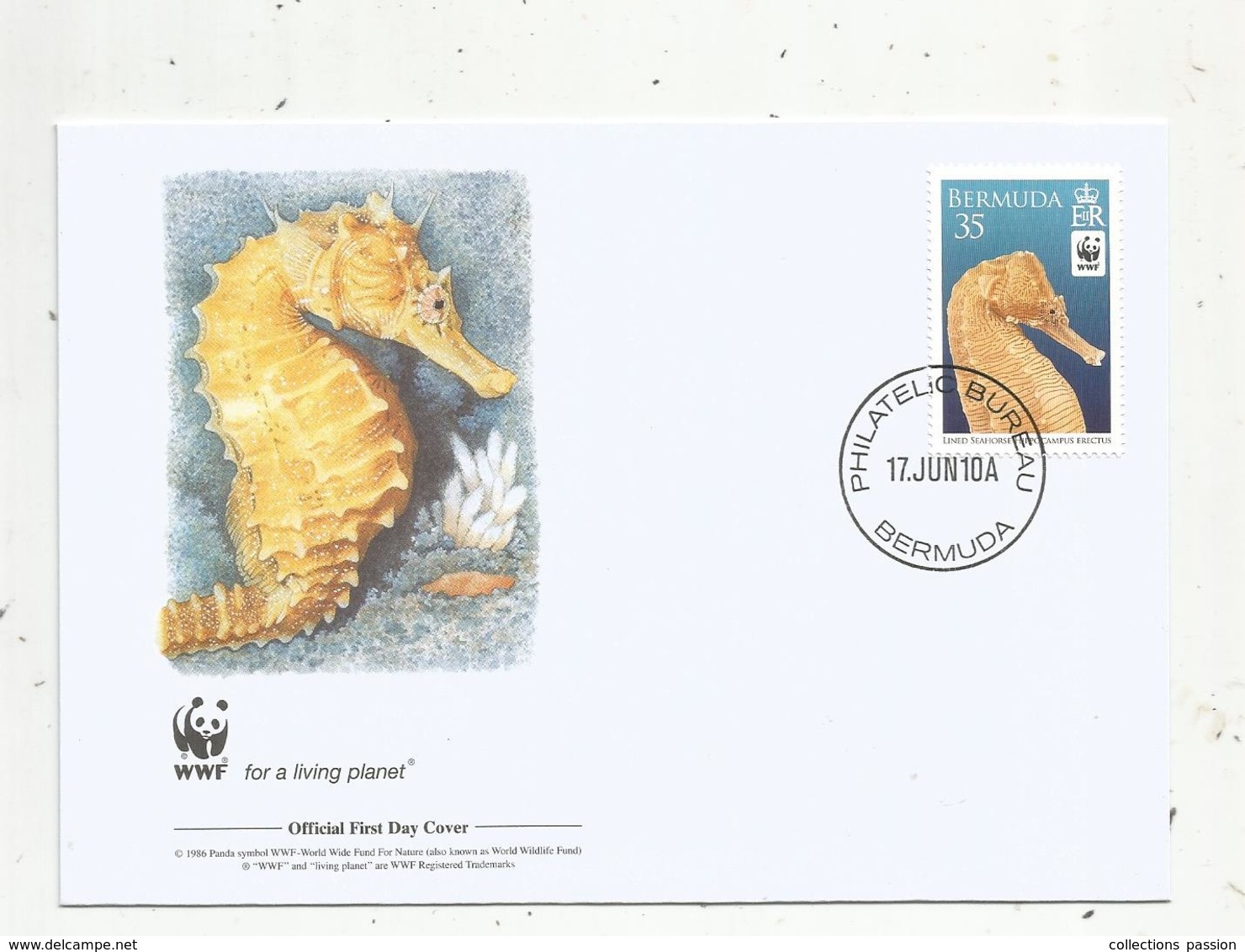 Premier Jour D'émission ,FDC , WWF , BERMUDA , BERMUDES , Lined Seahorse Hippocampus Erectus,17 Jun. 10 A - Bermudes