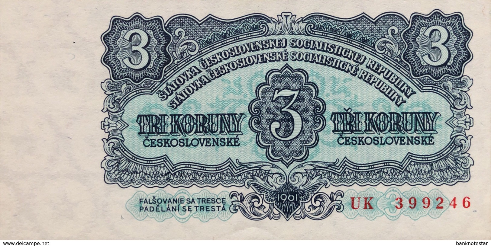 Czechoslovakia 3 Korun, P-81b (1961) - UNC - Tchécoslovaquie