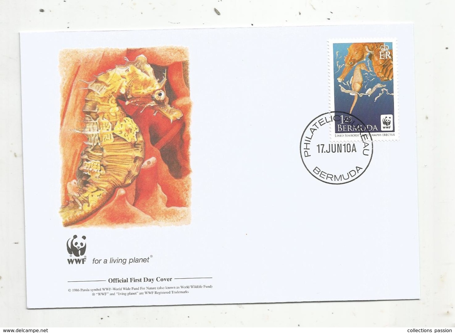 Premier Jour D'émission ,FDC , WWF , BERMUDA , BERMUDES , Lined Seahorse Hippocampus Erectus,17 Jun. 10 A - Bermudes