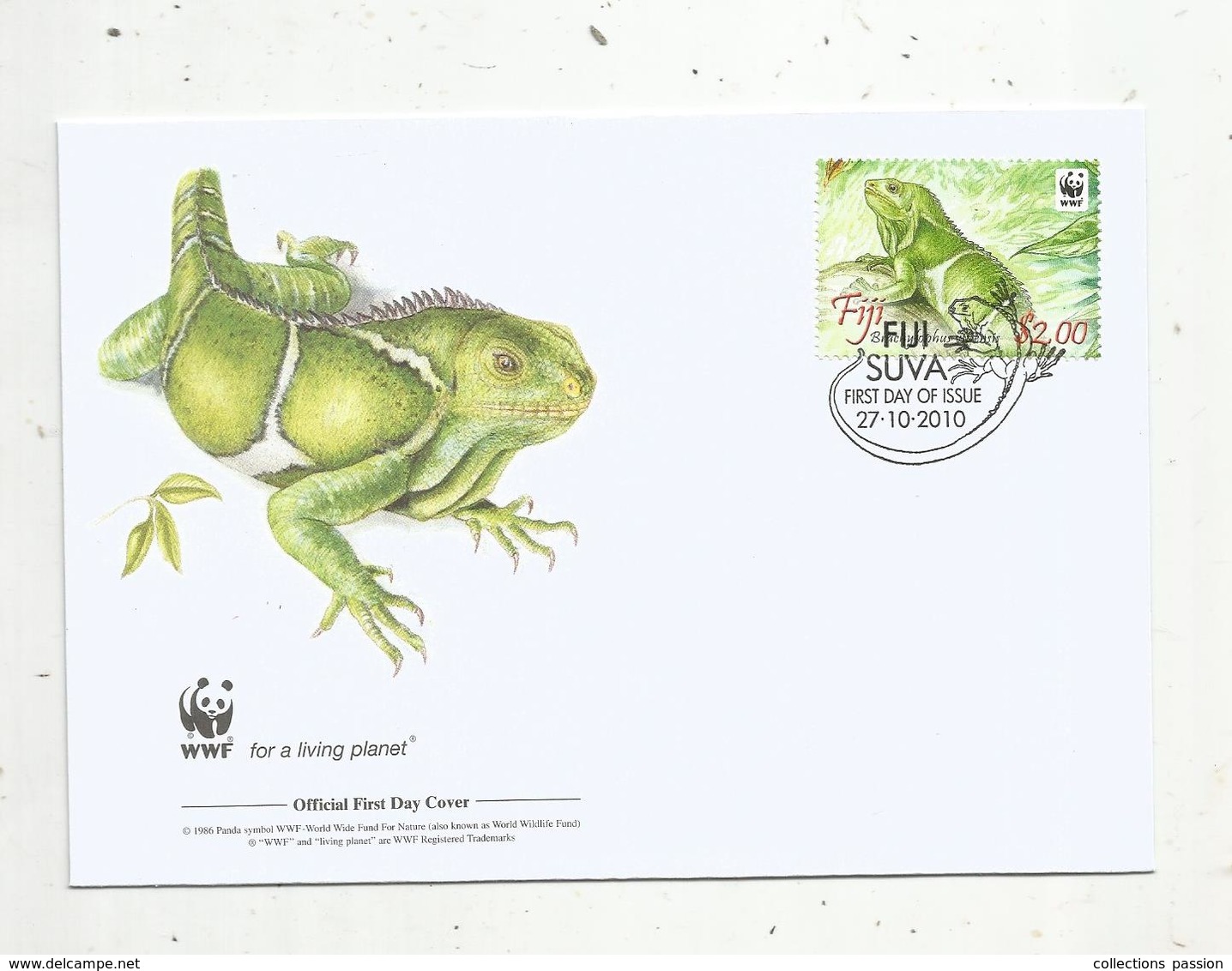 Premier Jour D'émission ,FDC , WWF , FIJI SUVA , FIDJI ,  Brachylophus Vitiensis,  27-10-2010 - Fidji (1970-...)