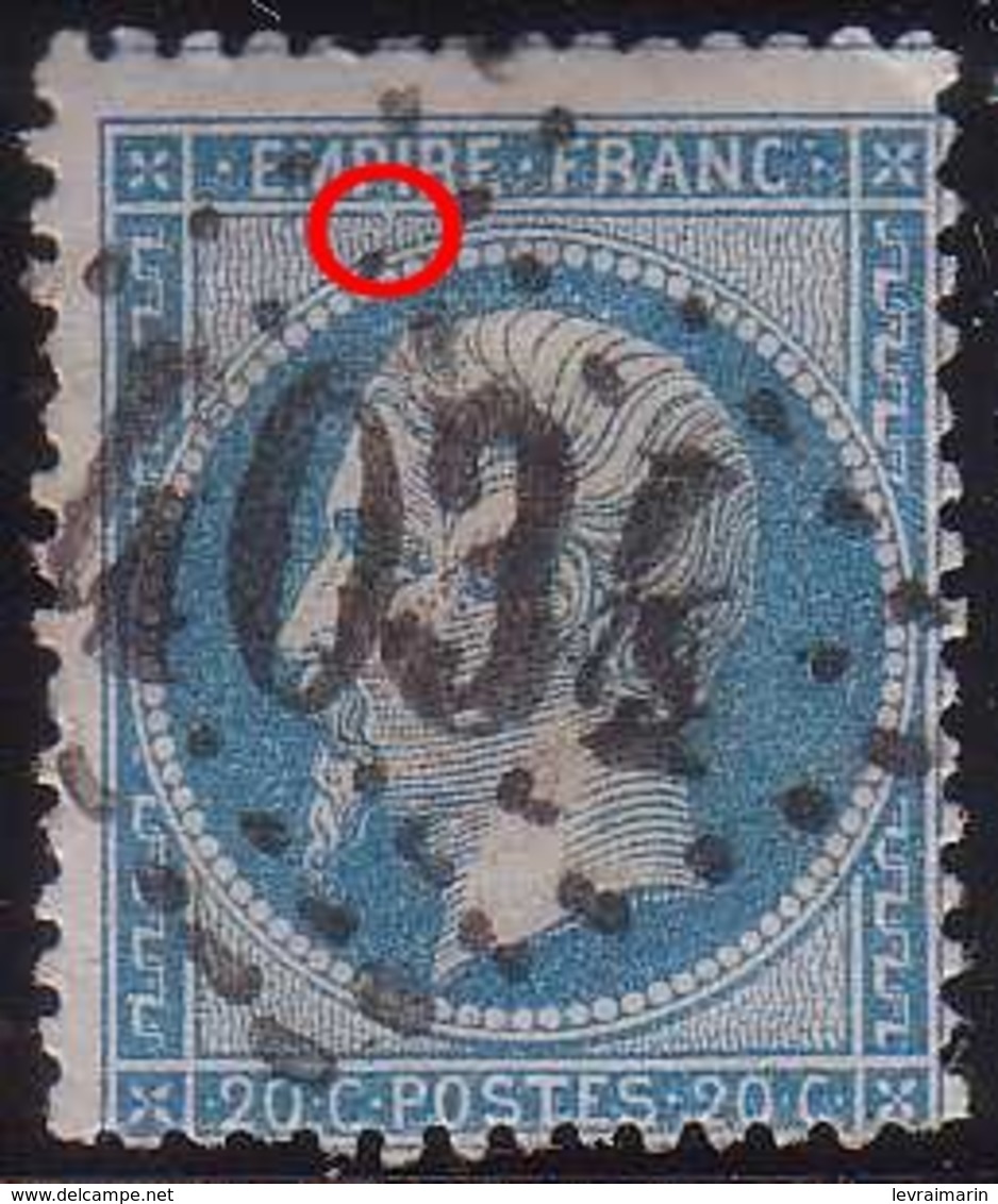 N°22 Variété Yvert Spécialisé, Cassure Du Filet Intérieur Supérieur, GC 4034, Position 34B4, 1er Choix - 1862 Napoléon III
