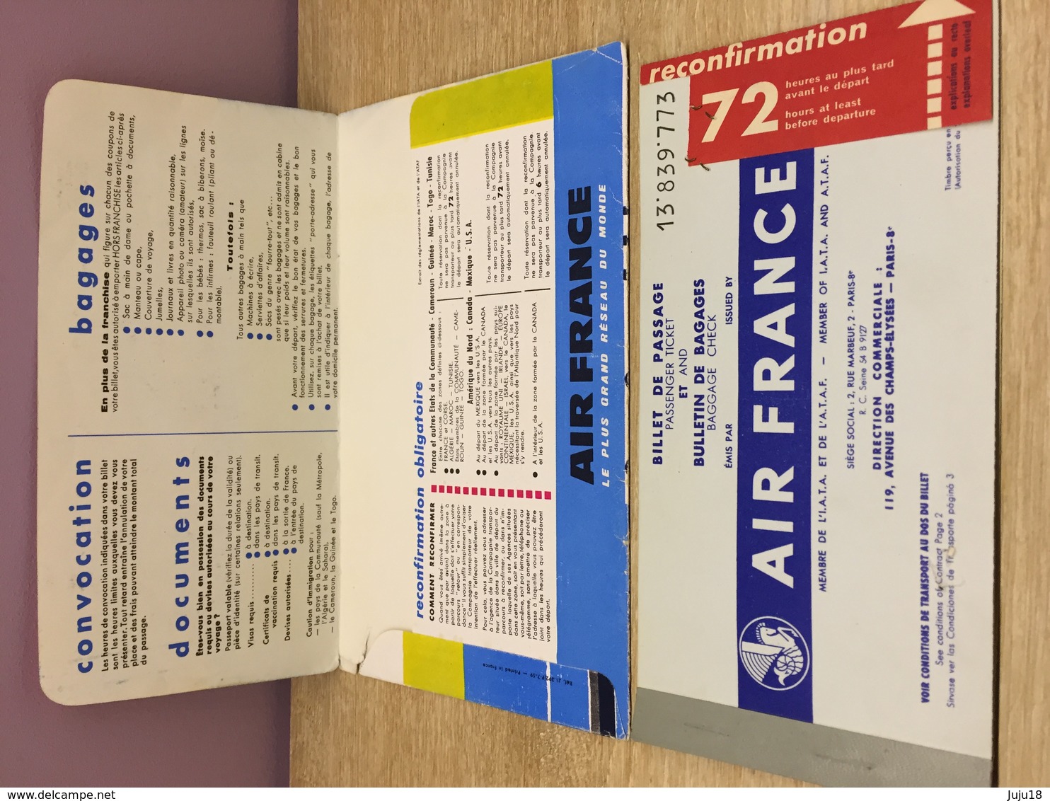 Lot De 2 Billets Air France De 1960 - Tickets