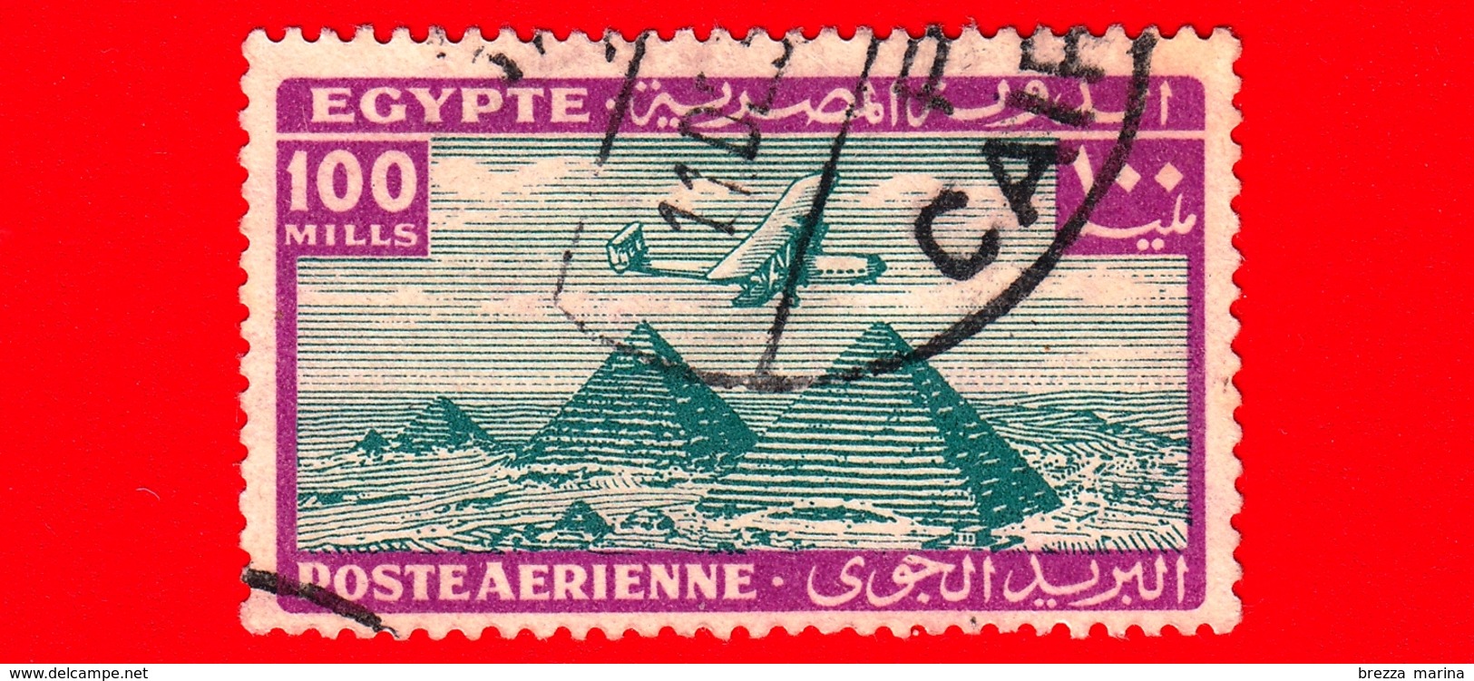 EGITTO - Usato - 1941 - Aereo Che Vola Sopra Le Piramidi Di Giza - 100 P. Aerea - Poste Aérienne