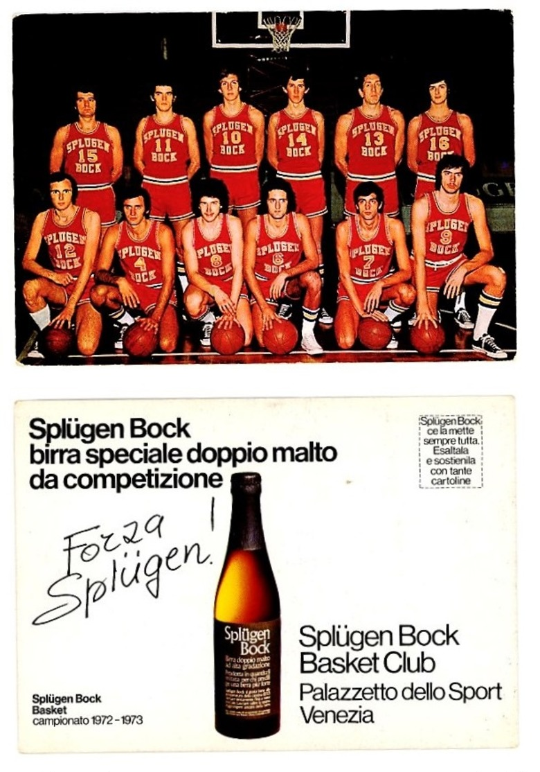 SPLUGEN BOCK BASKET VENEZIA -CARTOLINA SQUADRA CAMPIONATO 1972-73 (3/44) - Basketball