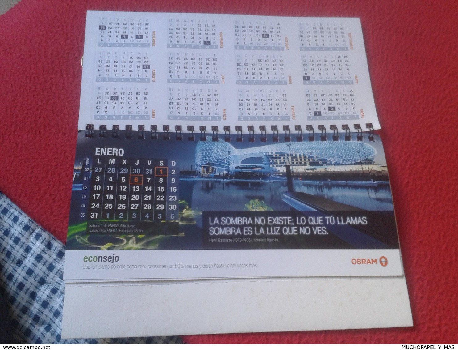 SPAIN CALENDARIO DE MESA CALENDAR BOMBILLA LIGHTBULB LUZ ELÉCTRICA AMPOULE LIGHT BULB BOMBILLAS OSRAM 2011 LED VER FOTOS - Tamaño Pequeño : 2001-...