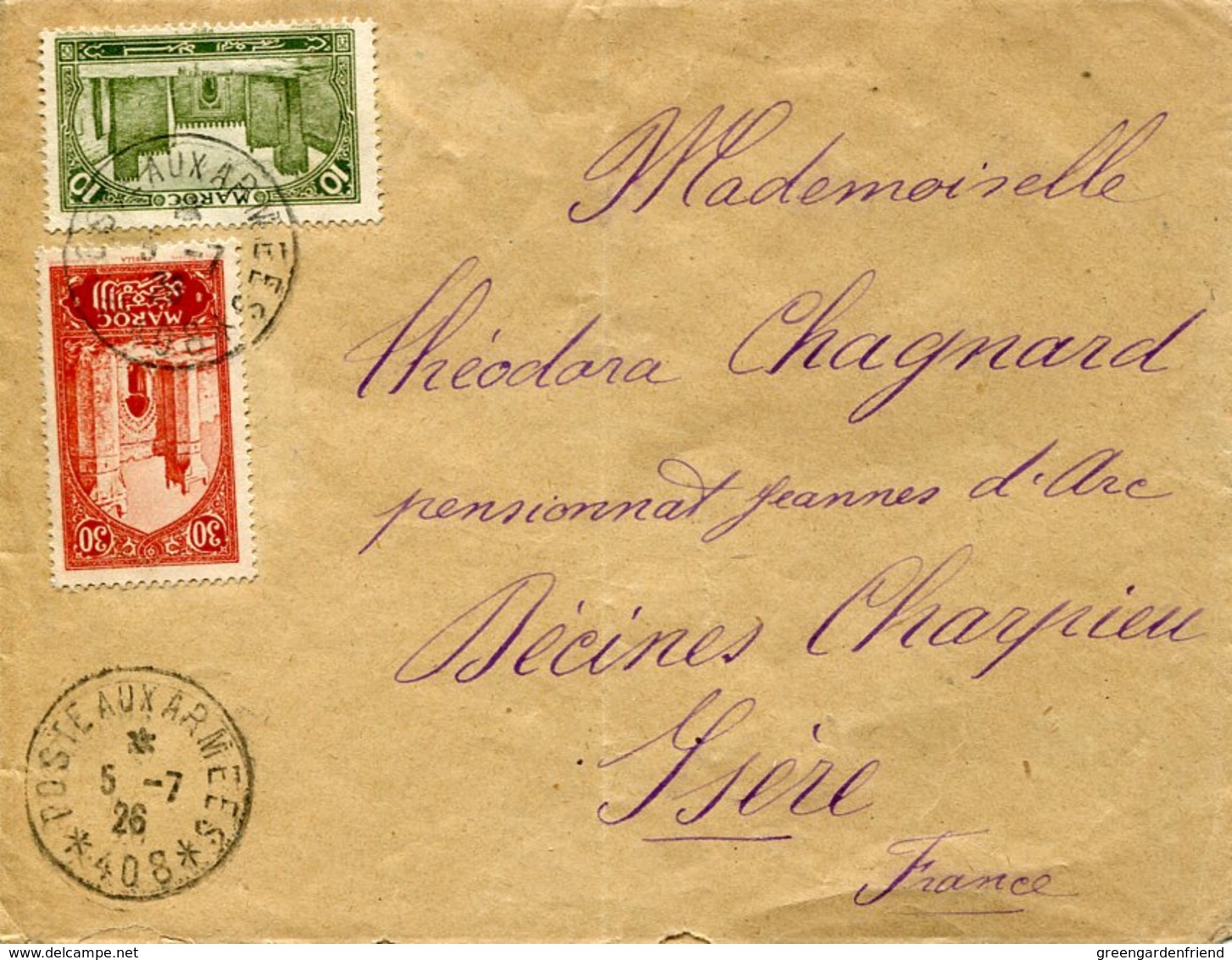 41380 Morocco, Circuled Cover 1926  To France  (poste Aux Armees !!) - Maroc (1956-...)