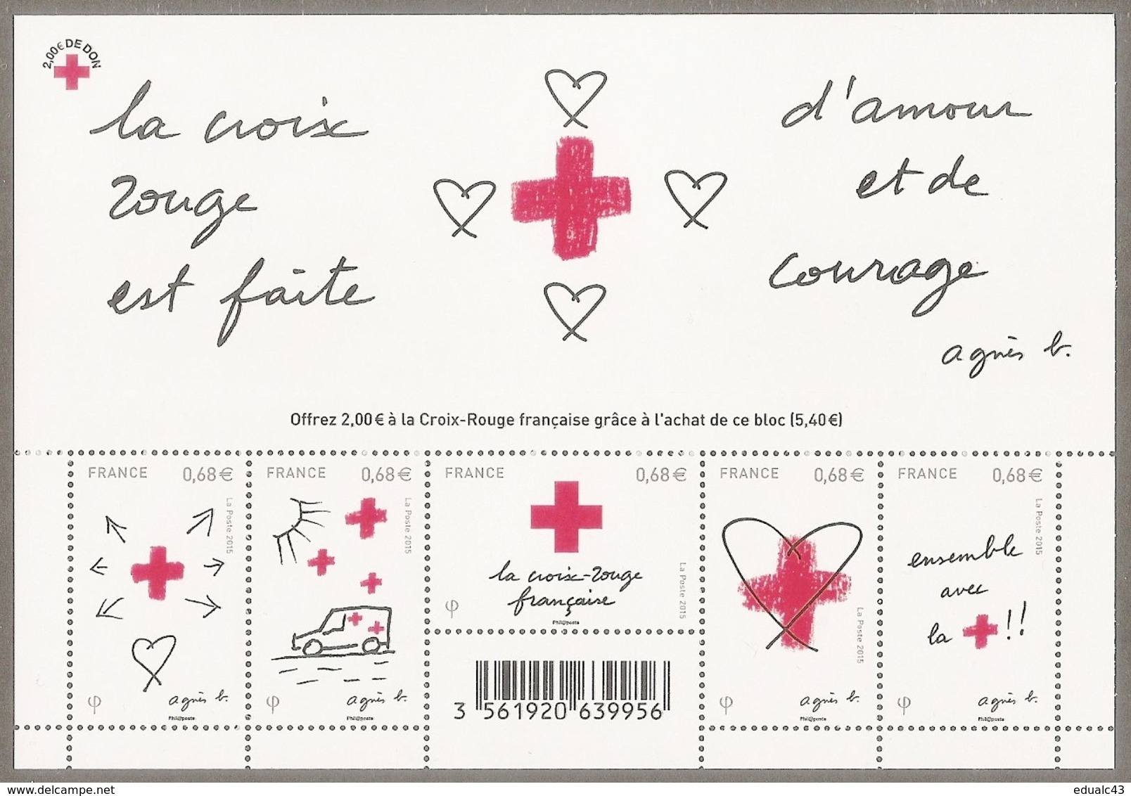 2015 - Bloc Feuillet F5001 CROIX-ROUGE  N° 5001 NEUF** LUXE MNH - Neufs