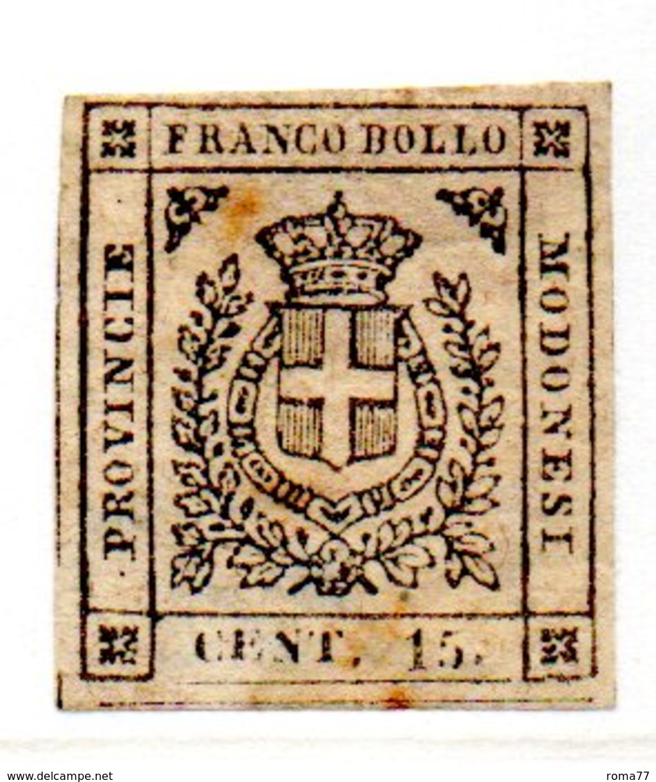 ASI76a - MODENA 1855 , Provvisorio 15 Cent  N. 14 Nuovo * Gomma Parziale - Modena