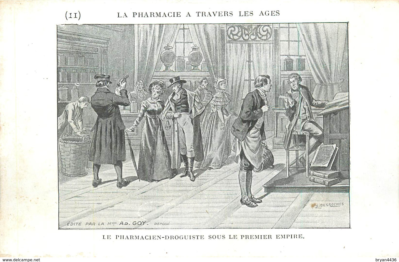 PHARMACIE  - PHARMACIEN- THEME; LA PHARMACIE à TRAVERS LES ÂGES - PHARMACIEN DROGUISTE  PREMIER EMPIRE -TRES BEL ETAT - Santé