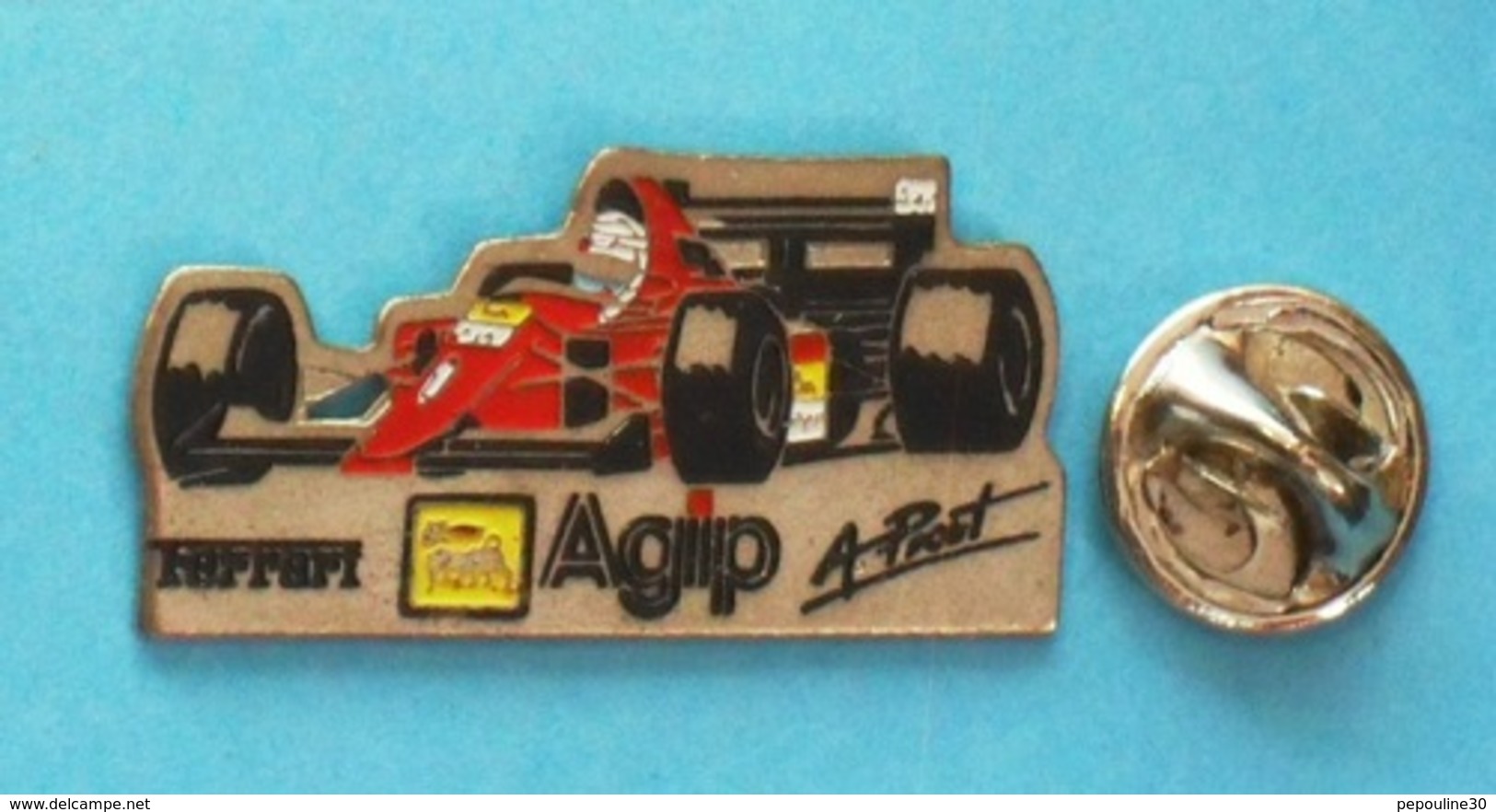 1 PIN'S  //   ** F1 / FERRARI / AGIP / N°1 // Alain PROST ** . (Dimo) - Ferrari