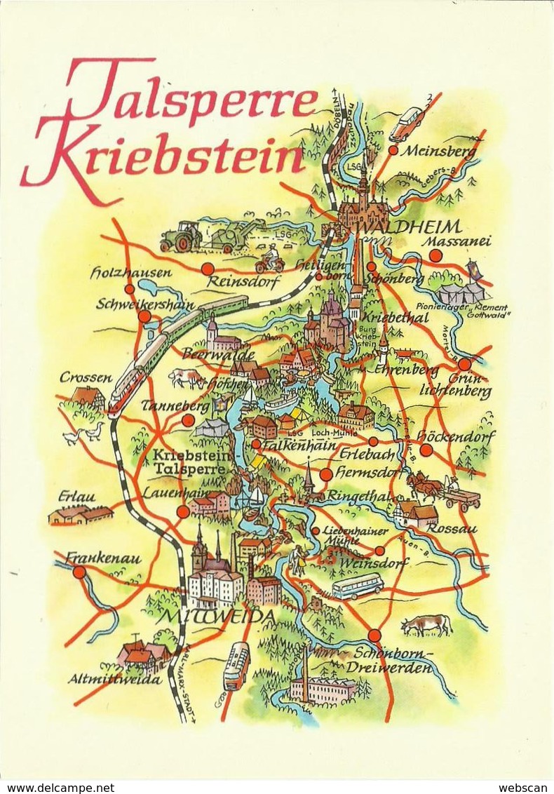 2 AKs Landkarten Talsperren Bleiloch + Kriebstein DDR Color # - Maps