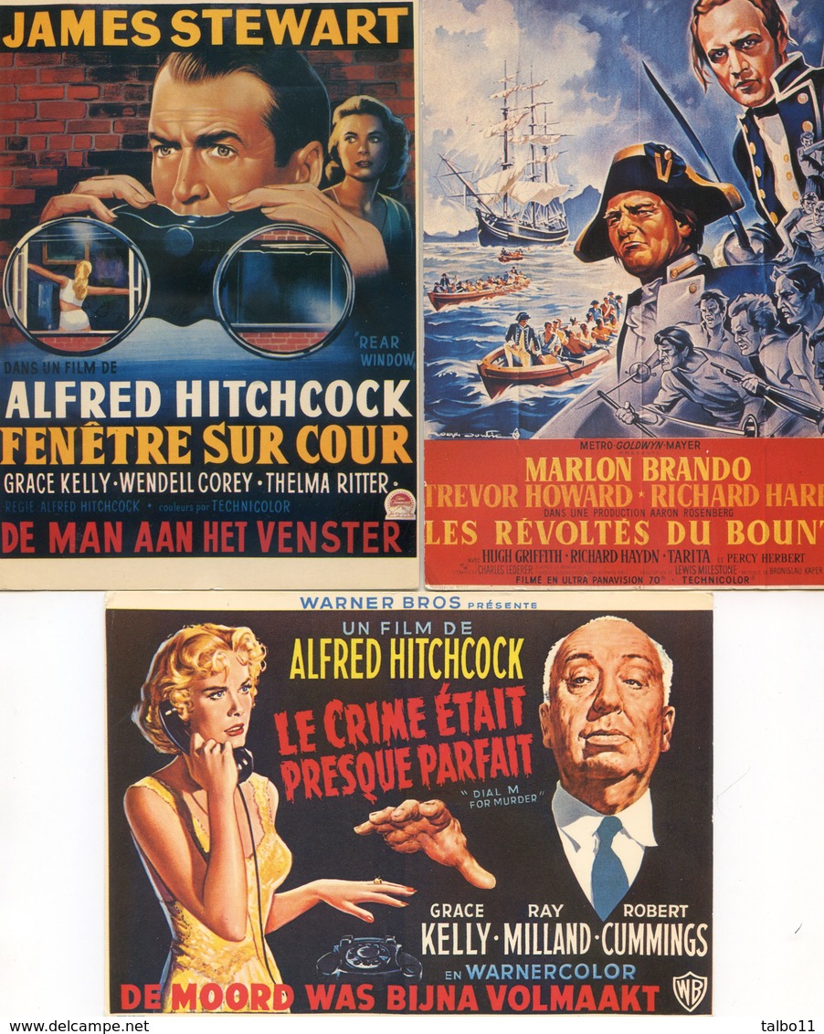 Cinema - Lot De 7 Cartes - Affiches De Cinema - Hitchcock, Stewart, Brando, Bogart, Dean - Affiches Sur Carte