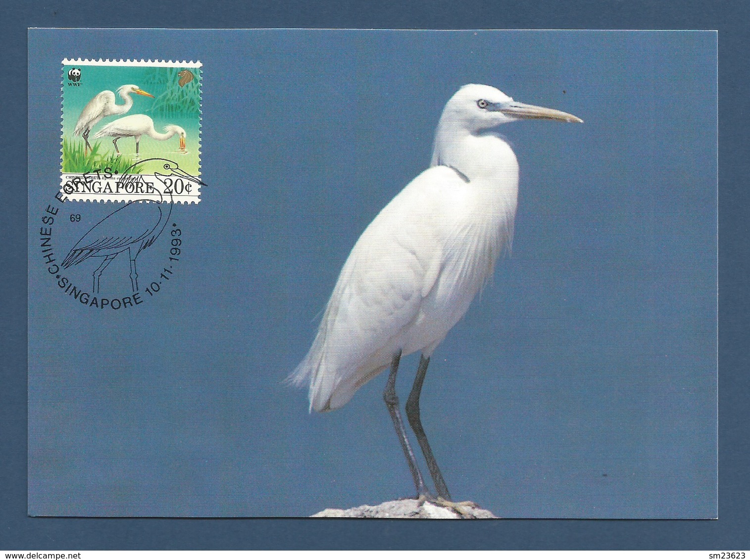 Singapore 1993 , Chinese Egret / China-Seidenreiher - WWF Official Maximum Card 10.11.1993 - Singapour (1959-...)