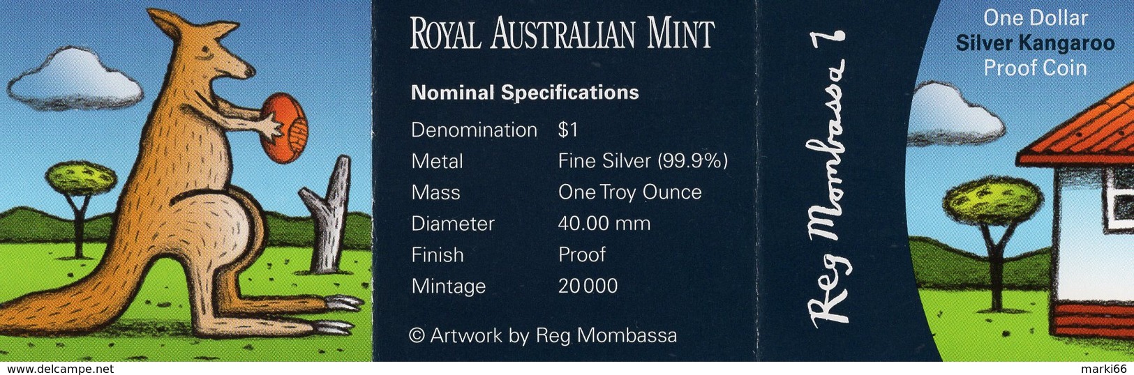 Australia - 2008 - One Dollar Silver Cangaroo By Reg Mombassa - 1$ Fine Silver Proof Coin - Ongebruikte Sets & Proefsets