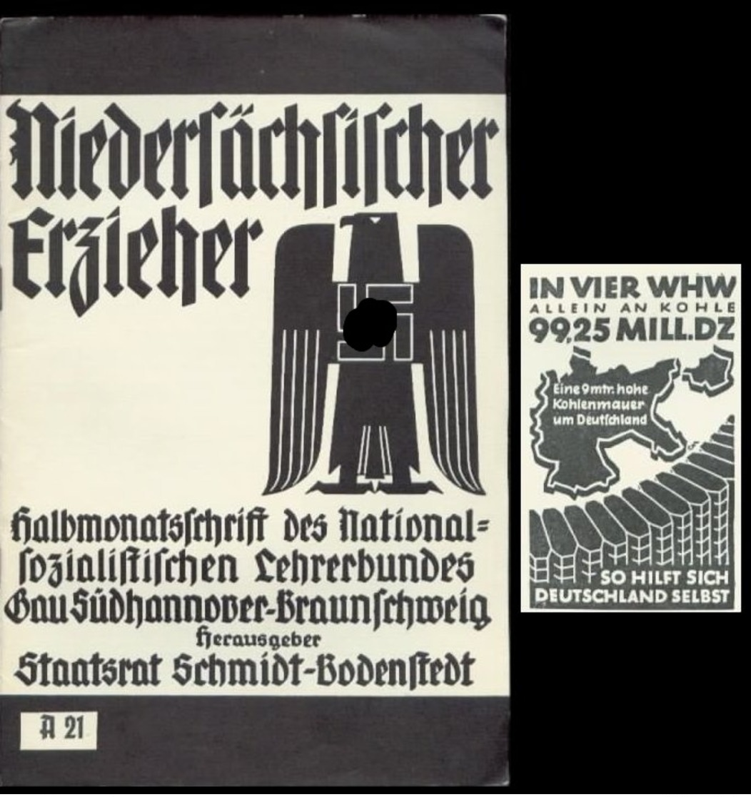 WW II Zeitschrift : Niedersächsischer Erzieher Halbmonatsschrift Der NSDAP Gau Süd Hannover - Braunschweig A 21 Novemb - Politik & Zeitgeschichte