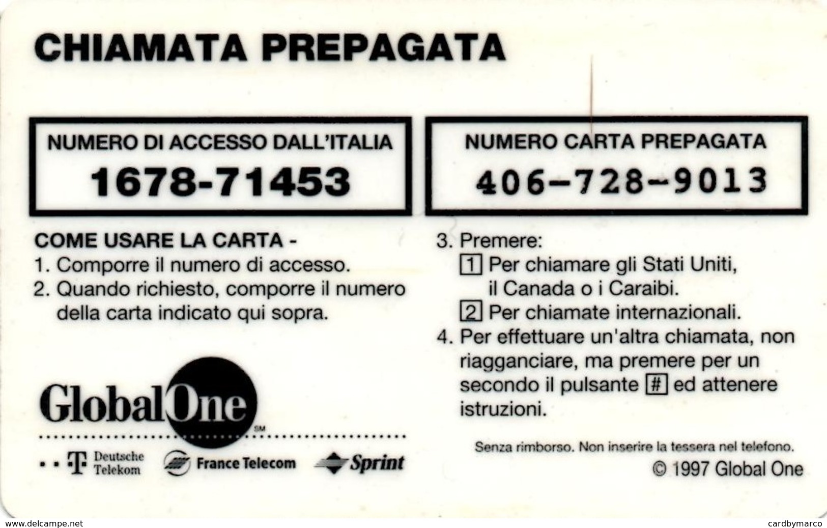 *ITALIA: GLOBAL ONE - BIAGIO ANTONACCI* - Scheda Usata - [2] Sim Cards, Prepaid & Refills