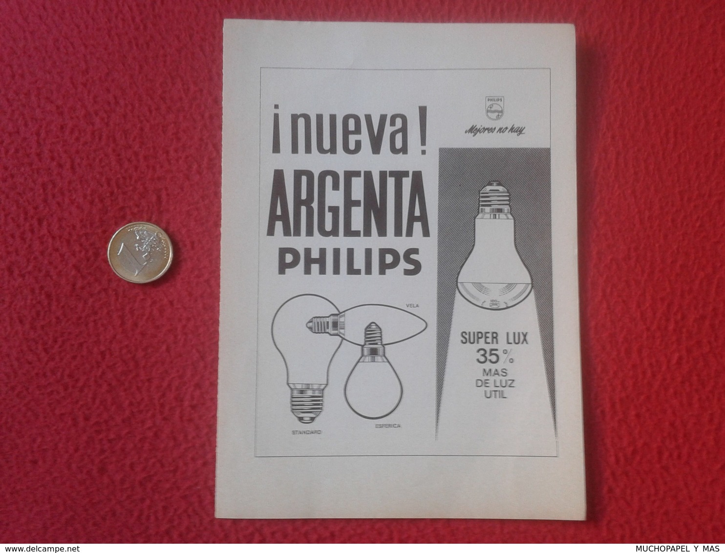 RECORTE DE PRENSA REVISTA LAMPE BOMBILLA LIGHTBULB LUZ ELÉCTRICA AMPOULE LIGHT BULB ENERGÍA BOMBILLAS PHILIPS ARGENTA VE - Publicidad