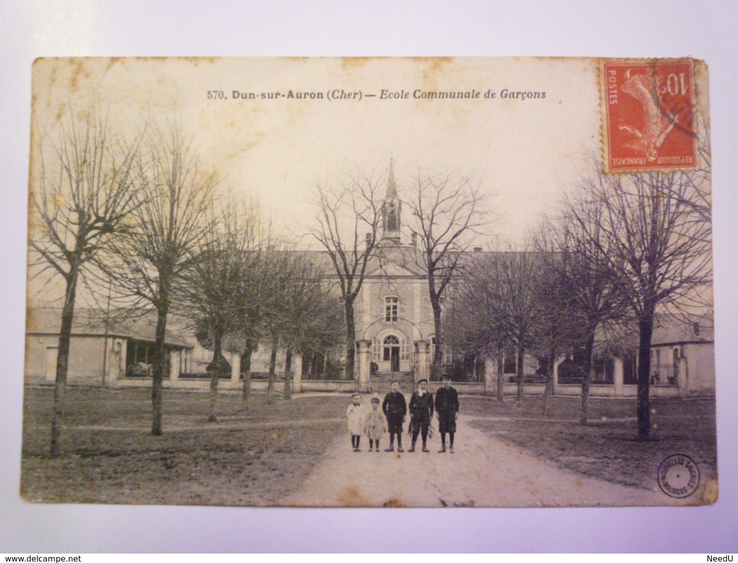 DUN-sur-AURON  (Cher)  :  ECOLE COMMUNALE De  GARCONS  1909    XXX - Dun-sur-Auron